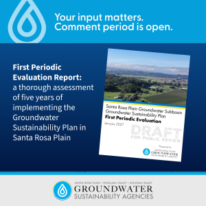 cover of the periodic evaluation report with a blue background and a notice that public comment period is beginning